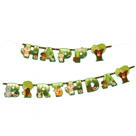 Baner Happy Birthday Leśni przyjaciele 210 x 16 cm