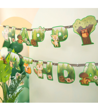 Baner Happy Birthday Leśni przyjaciele 210 x 16 cm