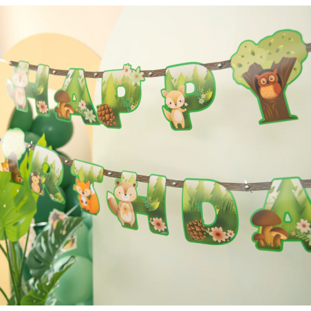 Baner Happy Birthday Leśni przyjaciele 210 x 16 cm