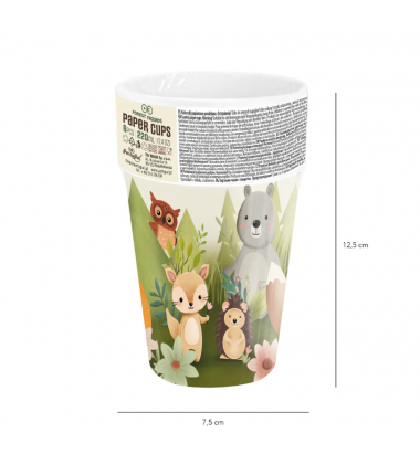 Kubeczki papierowe Leśni przyjaciele 220ml - 6 sztuk