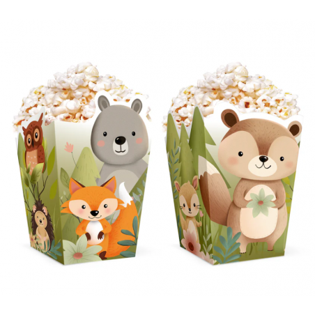 Pudełko na popcorn Leśni przyjaciele 8,5 x 15cm - 6 szt.