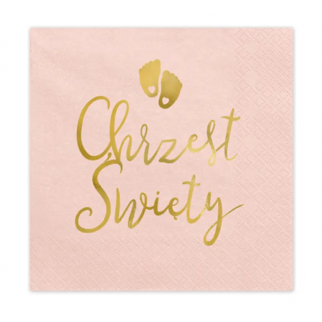 Serwetki Chrzest Święty, jasny różowy 12 szt.