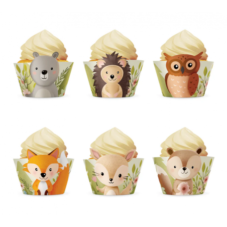 Papilotki do muffinek Leśni przyjaciele - 6 sztuk