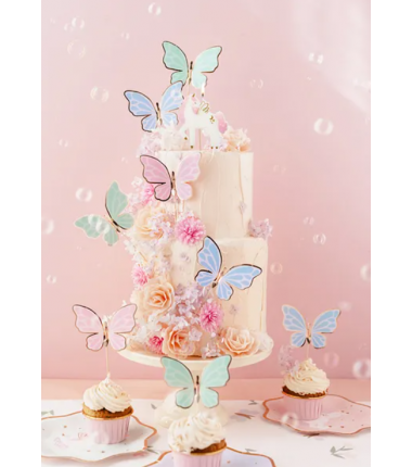 Toppery na tort Motylki 9 x 6.5 cm - 9 sztuk