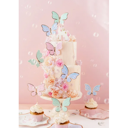 Toppery na tort Motylki 9 x 6.5 cm - 9 sztuk