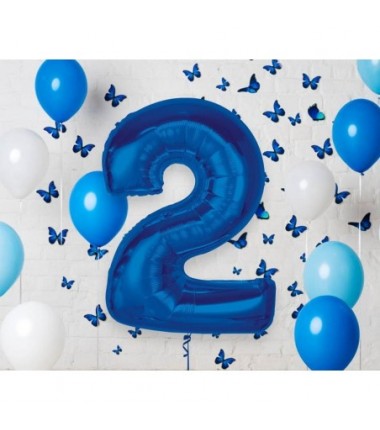 Balon foliowy Cyfra 2 - 92 cm SMART - Niebieski