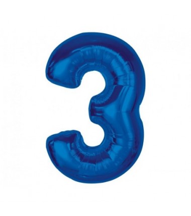 Balon foliowy Cyfra 3 - 92 cm SMART - Niebieski