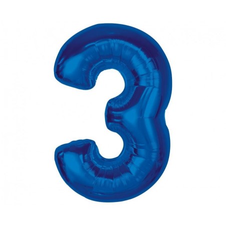 Balon foliowy Cyfra 3 - 92 cm SMART - Niebieski