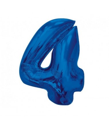Balon foliowy Cyfra 4 - 92 cm SMART - Niebieski