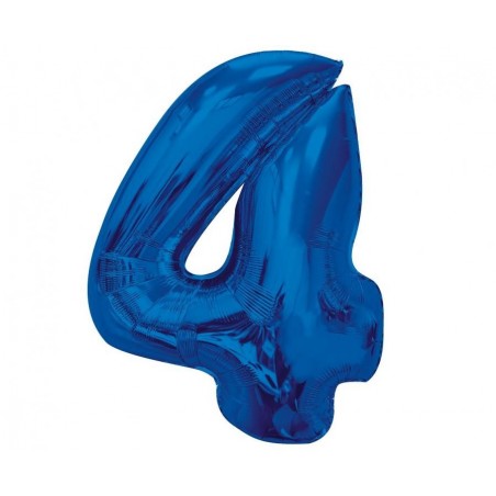 Balon foliowy Cyfra 4 - 92 cm SMART - Niebieski