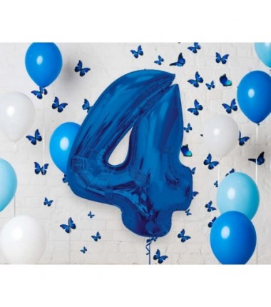 Balon foliowy Cyfra 4 - 92 cm SMART - Niebieski