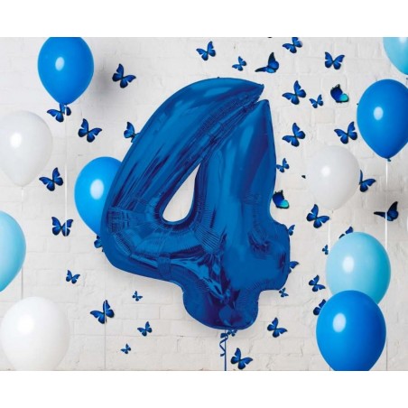 Balon foliowy Cyfra 4 - 92 cm SMART - Niebieski