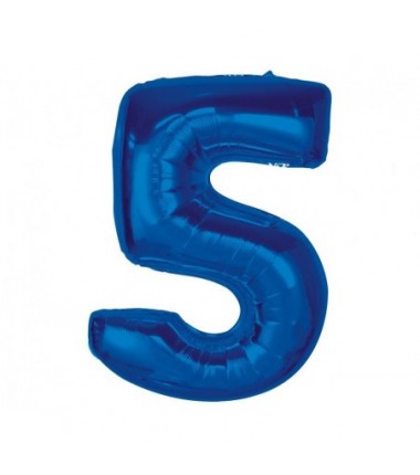 Balon foliowy Cyfra 5 - 92 cm SMART - Niebieski