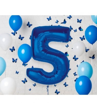 Balon foliowy Cyfra 5 - 92 cm SMART - Niebieski