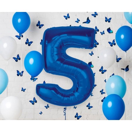 Balon foliowy Cyfra 5 - 92 cm SMART - Niebieski