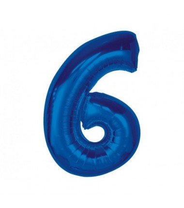 Balon foliowy Cyfra 6 - 92 cm SMART - Niebieski