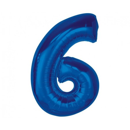 Balon foliowy Cyfra 6 - 92 cm SMART - Niebieski