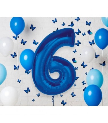 Balon foliowy Cyfra 6 - 92 cm SMART - Niebieski