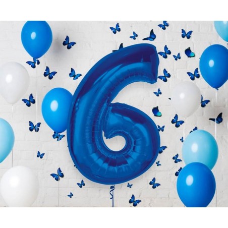 Balon foliowy Cyfra 6 - 92 cm SMART - Niebieski