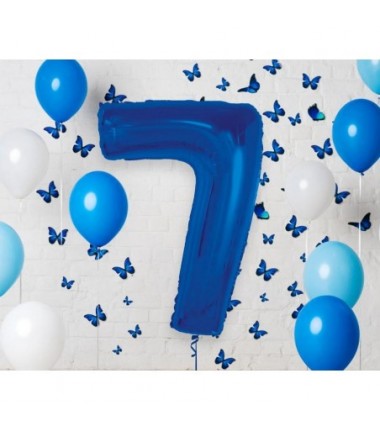 Balon foliowy Cyfra 7 - 92 cm SMART - Niebieski