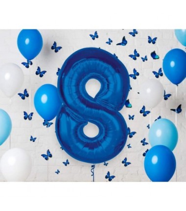Balon foliowy Cyfra 8 - 92 cm SMART - Niebieski