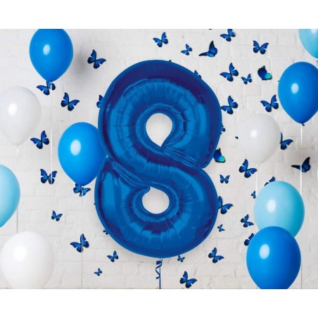 Balon foliowy Cyfra 8 - 92 cm SMART - Niebieski