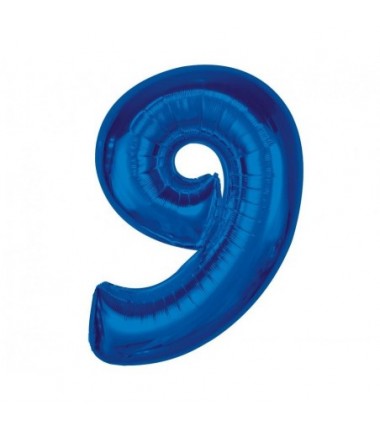 Balon foliowy Cyfra 9 - 92 cm SMART - Niebieski
