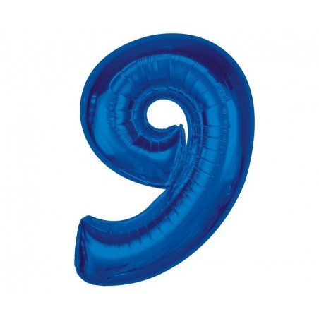 Balon foliowy Cyfra 9 - 92 cm SMART - Niebieski