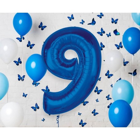 Balon foliowy Cyfra 9 - 92 cm SMART - Niebieski
