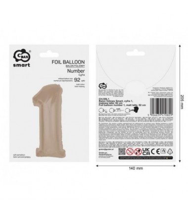 Balon foliowy Cyfra 1 - 92 cm SMART -  Matowe latte