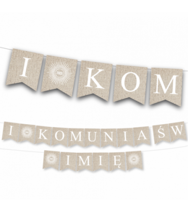 Girlanda I KOMUNIA ŚW. + Imię Dziecka - Kraft