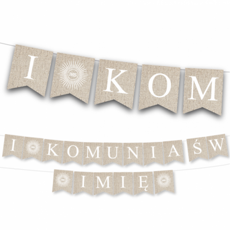 Girlanda I KOMUNIA ŚW. + Imię Dziecka - Kraft