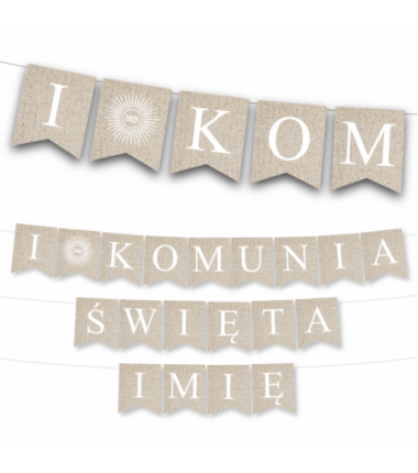 Girlanda I KOMUNIA ŚWIĘTA + Imię Dziecka - Kraft