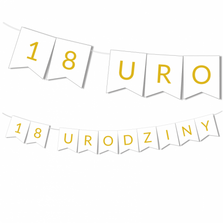 Girlanda na URODZINY 18/30/50  - złota