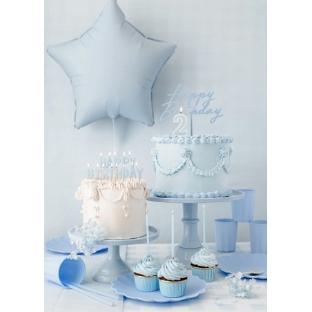 Balon foliowy Gwiazdka 48 cm - matowa PARTY DECO - mglisty niebieski