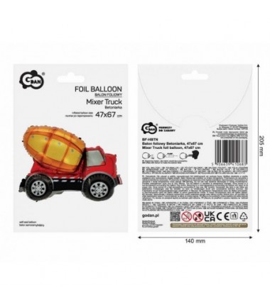 Balon foliowy Betoniarka 47x67 cm - GODAN