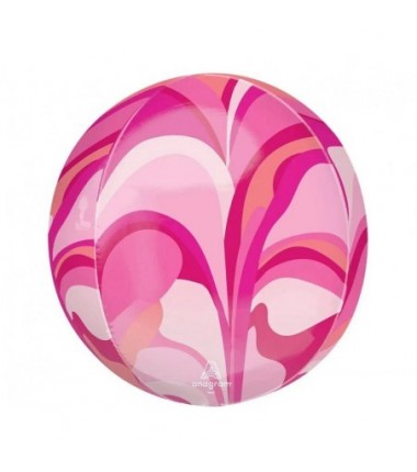 Balon foliowy ORBZ - Kula różowa macro marble (pakowany) - 1 sztuka