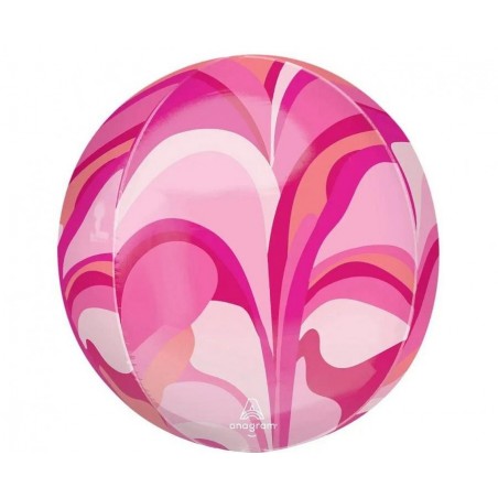 Balon foliowy ORBZ - Kula różowa macro marble (pakowany) - 1 sztuka