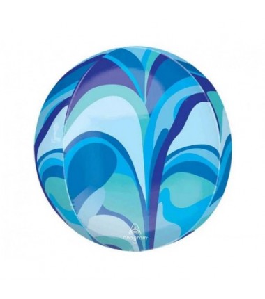 Balon foliowy ORBZ - Kula niebieska macro marble (pakowany) - 1 sztuka