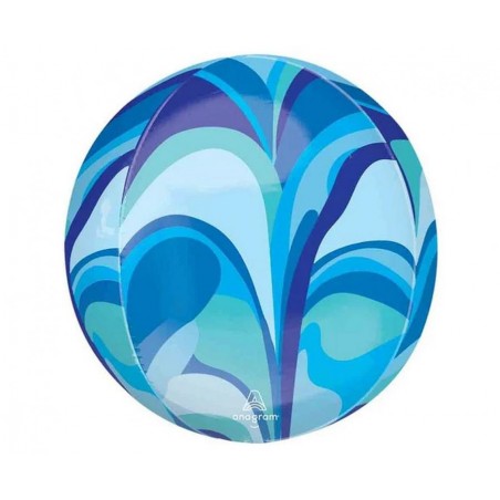 Balon foliowy ORBZ - Kula niebieska macro marble (pakowany) - 1 sztuka