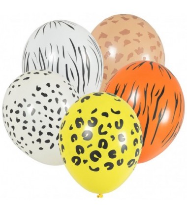 Balony z nadrukiem zwierzęcym SAFARI - 5 sztuk