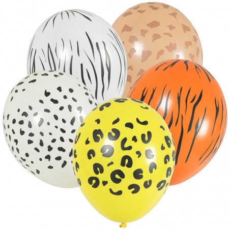 Balony z nadrukiem zwierzęcym SAFARI - 5 sztuk