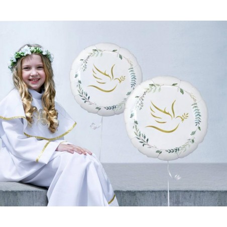 Balon foliowy Gołąbek z listkami okrągły ok. 46 cm