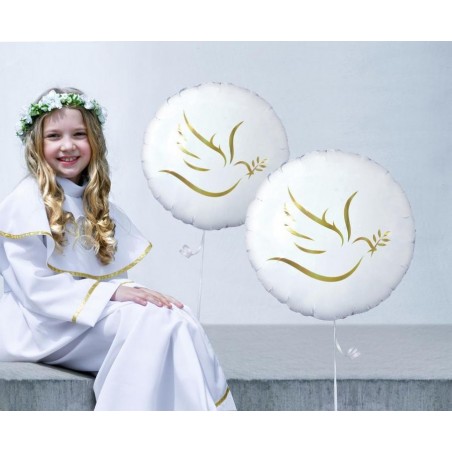 Balon foliowy Złoty gołąbek okrągły ok. 46 cm