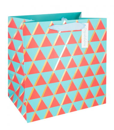 Torebka na prezenty z szerokim dnem Congratulations mała 16x16x16 - trójkąty