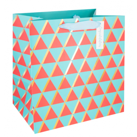 Torebka na prezenty z szerokim dnem Congratulations mała 16x16x16 - trójkąty
