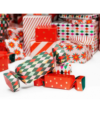 Pudełka na prezenty Cukierki, mix, 7x37 cm - 9x47 cm - Gwiazdki i romby