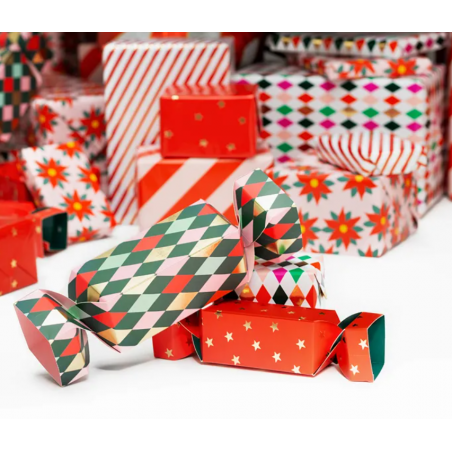 Pudełka na prezenty Cukierki, mix, 7x37 cm - 9x47 cm - Gwiazdki i romby