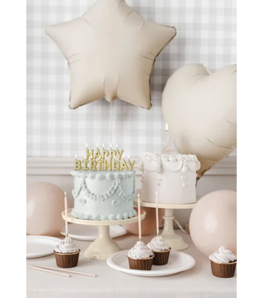 Balon foliowy Gwiazdka 48 cm matowa PARTY DECO - jasny beż