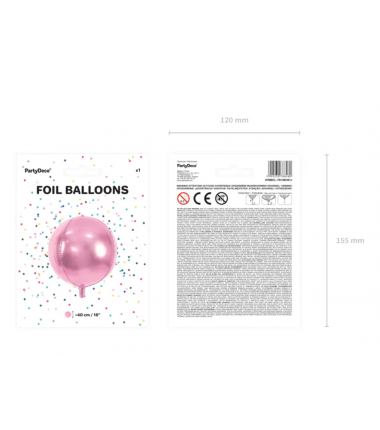 Balon foliowy Kula 40 cm - jasny różowy